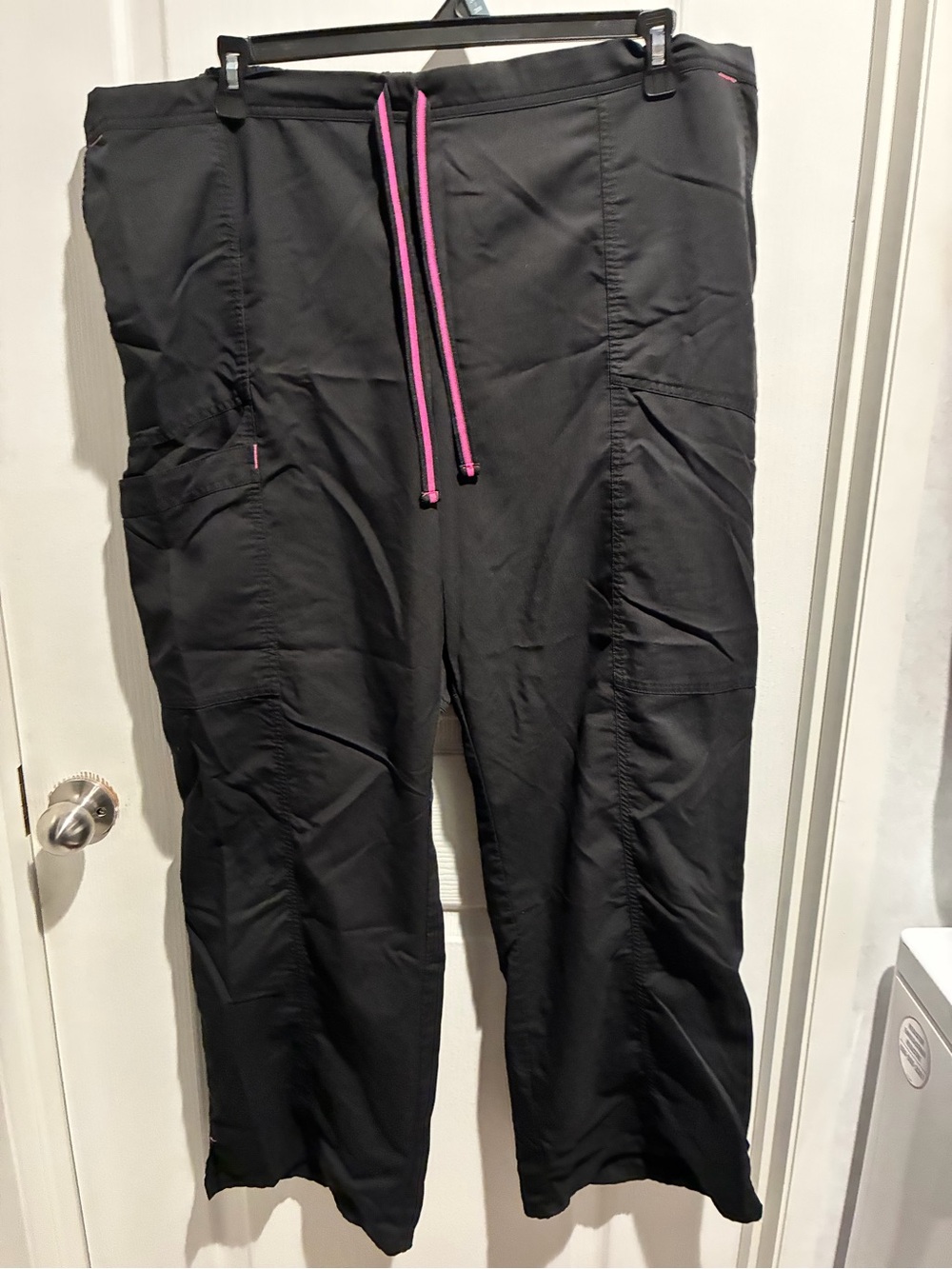Scrubstar Black Track Pants with Pink Drawstring